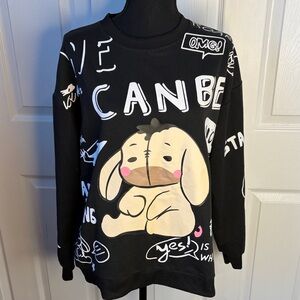 Graphic Crewneck Sweatshirt with Tan Puppy Print size M/L